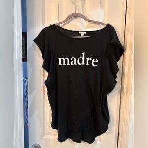 Flutter Sleeve XL Gap shirt with custom Madre Design Detail!